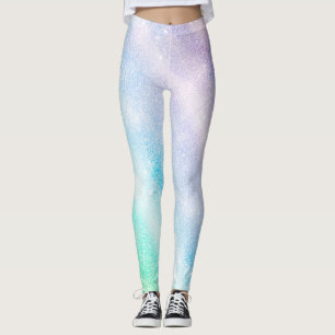 Modern Blue Lila Glitzer Ombre Glam Design Leggings