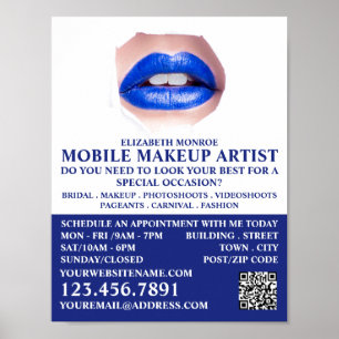 Modern Blue Lips Poster