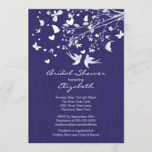 Modern Blue Love Birds Bridal Dusche Einladung