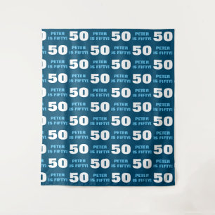 Modern Blue Man 50. Geburtstagsparty Step & Repeat Wandteppich