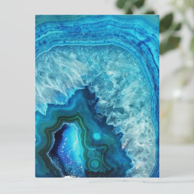Modern Blue Marble Agate Postkarte (Aqua Blue Turquoise Geode Mineral Crystal Postcard)
