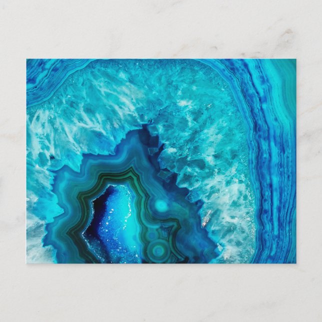Modern Blue Marble Agate Postkarte (Vorderseite)