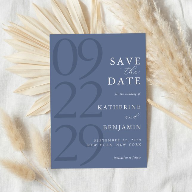 Modern Blue Minimalist Wedding Save The Date (Von Creator hochgeladen)