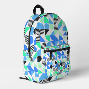 Modern Blue Mint Geometric Bedruckter Rucksack