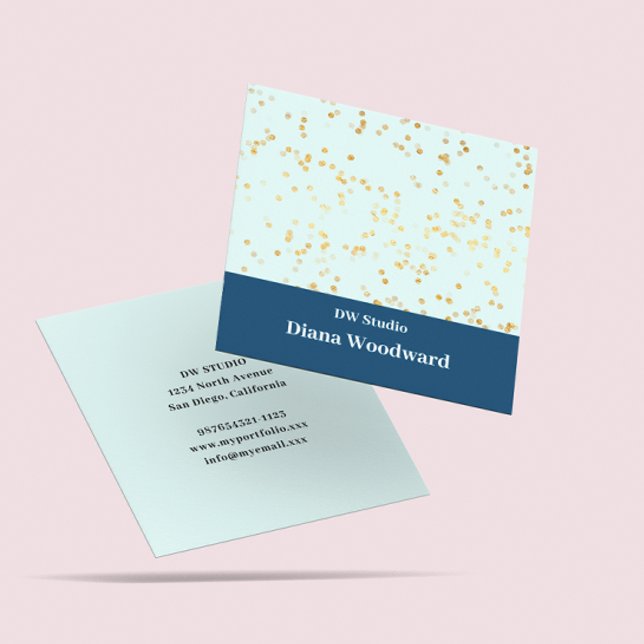 Modern Blue Mint Gold Glitzern Business Card Quadratische Visitenkarte (Von Creator hochgeladen)