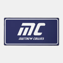 Modern Blue Monogram Clean Minimal Name Einfach Schreibtischunterlage