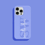 Modern Blue Monogram, Initial Script Name iPhone 14 Hülle<br><div class="desc">Modern Blue Monogram,  Initial Script Name iPhone Case</div>