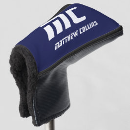 Modern Blue Monogram Minimalistisch White Name Ein Golf Headcover