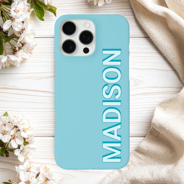Modern Blue Monogram Name Case-Mate iPhone Hülle (Von Creator hochgeladen)
