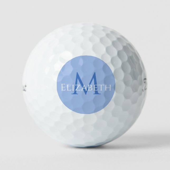 Modern Blue Monogram Personalized Elegant Golfball (Vorderseite)