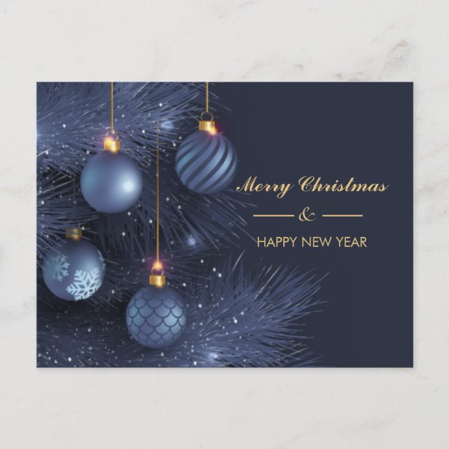 Modern Blue Navy frohe Weihnachten Glück Neues Jah Postkarte (Vorderseite)