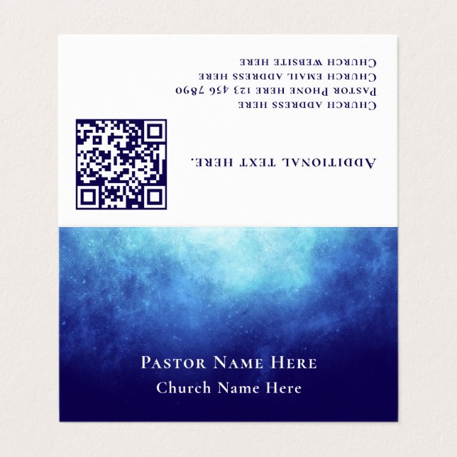 Modern Blue Nebula Custom QR Code Professional Visitenkarten (Außenseite Aufgefaltet)