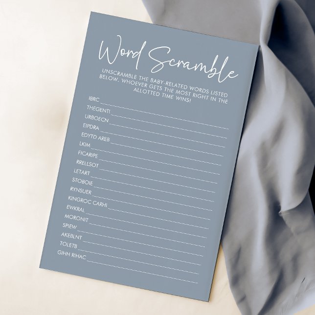 Modern Blue Oh Baby Simple Word Scramble Game (Von Creator hochgeladen)