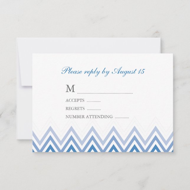 Modern Blue Ombre Chevrons Response Cards RSVP Karte (Vorderseite)