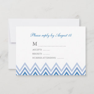 Modern Blue Ombre Chevrons Response Cards RSVP Karte