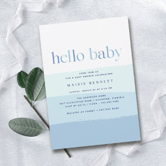 Modern Blue Ombre | Einfache Baby-Dusche Einladung