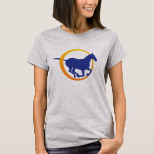 Modern Blue Orange Horse Circle Logo T-Shirt