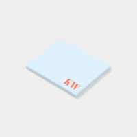Modern Blue Orange Monogram Initials Personalized