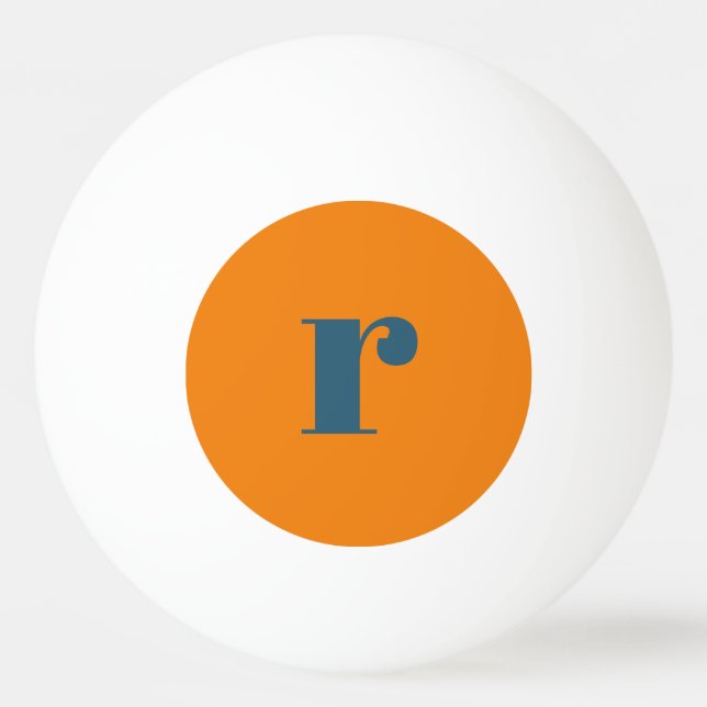 Modern Blue Orange Monogram Pong Ball Tischtennisball (Rückseite)