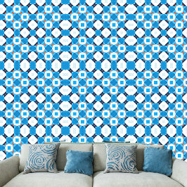 Modern Blue Orange White Abstrakt Geometric Tapete