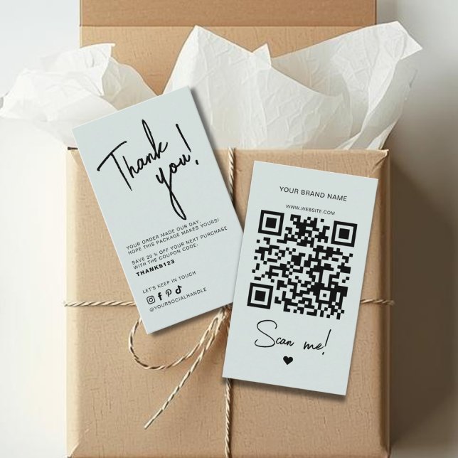 Modern blue order thank you QR code Visitenkarte (Von Creator hochgeladen)