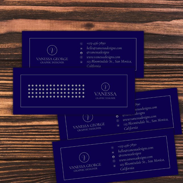 Modern Blue Personalisiert Monogram Beruflich Mini Visitenkarte (Elegant Cute Blue Modern Monogram Custom Mini Business Card)