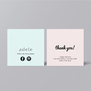 Modern Blue Pink Social Media Folgen Sie mir Quadratische Visitenkarte