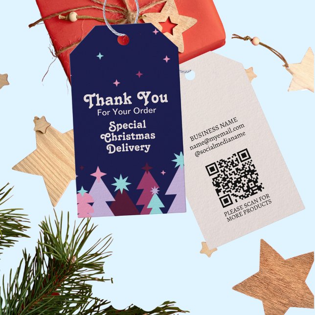 Modern Blue Pink Vielen Dank Weihnachten Lieferung Geschenkanhänger (Von Creator hochgeladen)