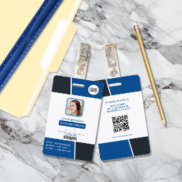 Modern Blue Professional Employee Photo ID Ausweis