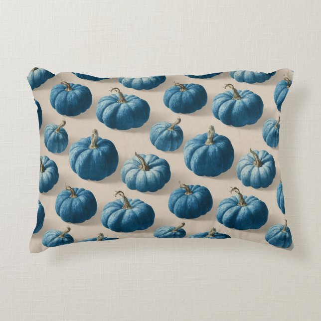 Modern Blue Pumpkin Fall Design Dekokissen (Vorderseite)