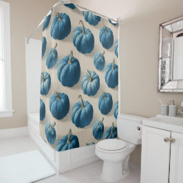 Modern Blue Pumpkin Fall Design Duschvorhang