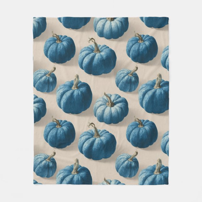 Modern Blue Pumpkin Fall Design Fleecedecke (Vorderseite)