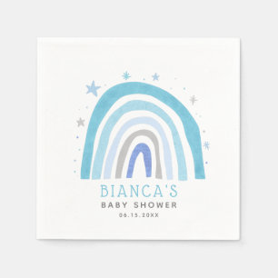 Modern Blue Rainbow Boy Baby Dusche  Serviette