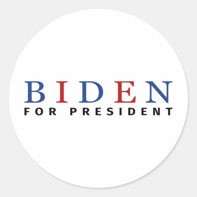 Modern Blue Red Joe Biden für Präsident Runder Aufkleber (Vorderseite)