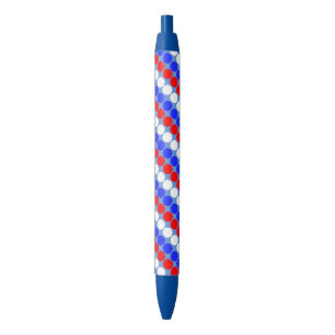 Modern Blue Red White Dottes Streifen auf Sky Blue Kugelschreiber