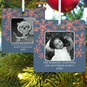 Modern Blue Rustica Snowflake 2 Foto Niedlicher Ur Ornament Aus Metall