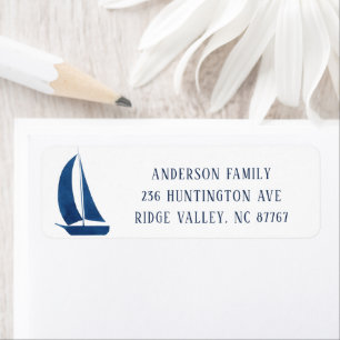 Modern Blue Sailboat New Address Label