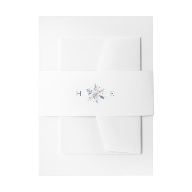 Modern Blue Snowflake Monogram Wedding Einladungsbanderole (Vorderseite Beispiel)
