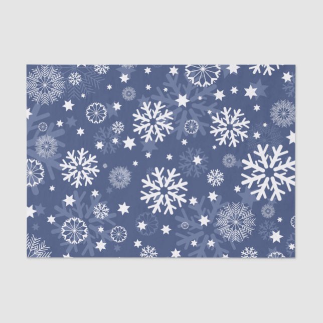 Modern Blue Snowflake Weihnachtsgebäck Seidenpapier (Vorderseite)