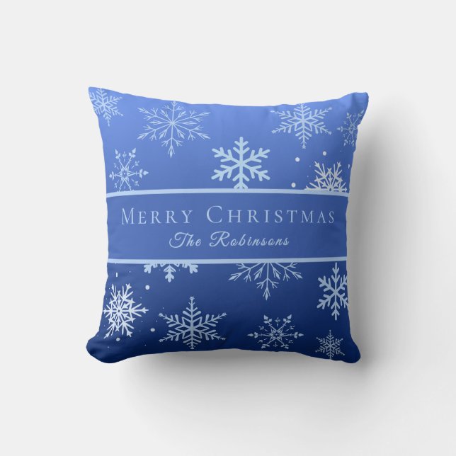 Modern Blue Snowflakes  Kissen (Vorderseite)