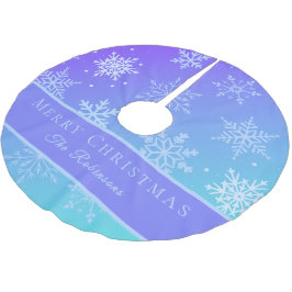 Modern Blue Snowflakes  Polyester Weihnachtsbaumdecke