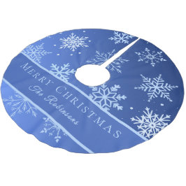 Modern Blue Snowflakes  Polyester Weihnachtsbaumdecke