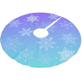 Modern Blue Snowflakes  Polyester Weihnachtsbaumdecke