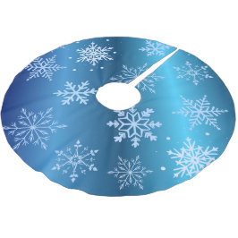 Modern Blue Snowflakes  Polyester Weihnachtsbaumdecke