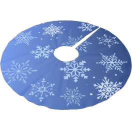 Modern Blue Snowflakes  Polyester Weihnachtsbaumdecke