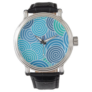 Modern Blue Spiral Muster Armbanduhr