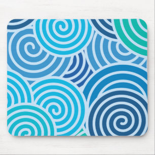 Modern Blue Spiral Muster Mousepad