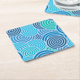 Modern Blue Spiral Muster Rechteckiger Pappuntersetzer