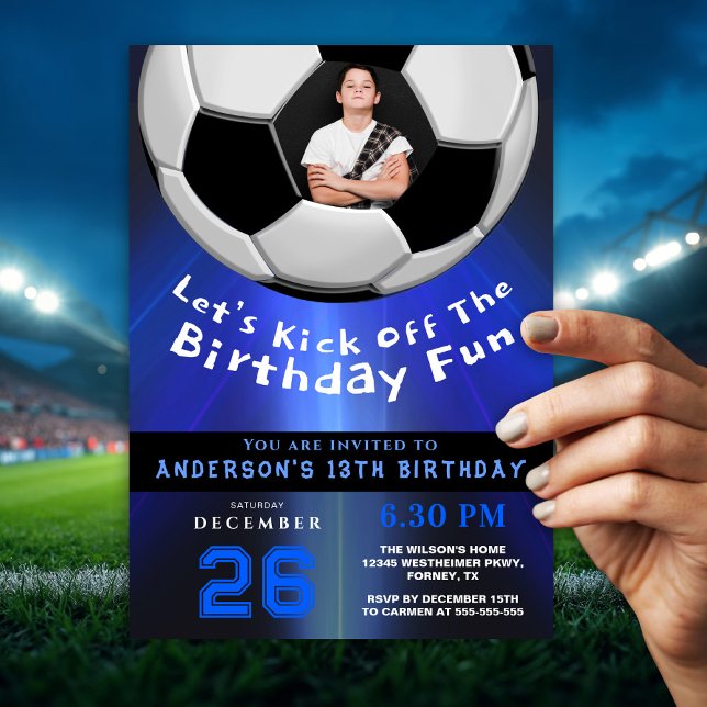 Modern Blue Sporty Photo Birthday Party Invitation Einladung (Von Creator hochgeladen)