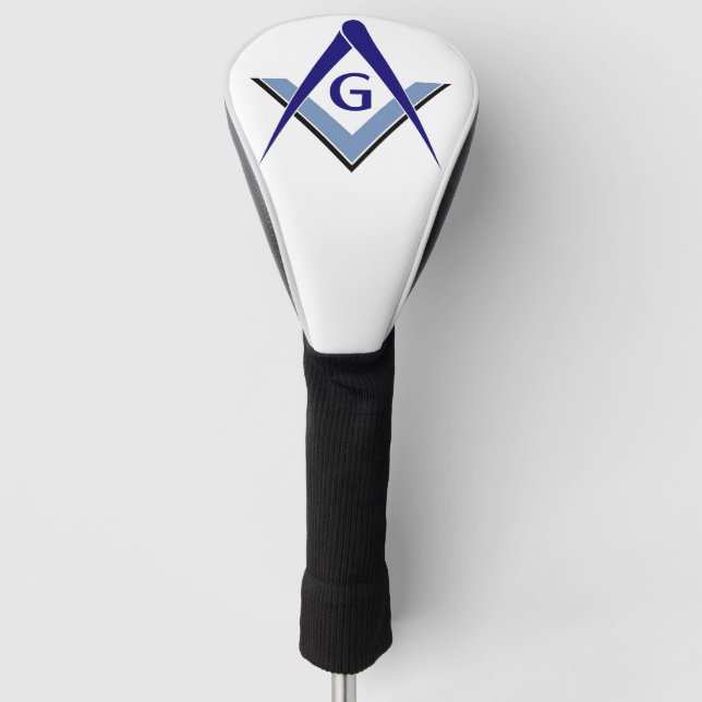 Modern Blue Square & Compasses Golf Headcover (Vorderseite)